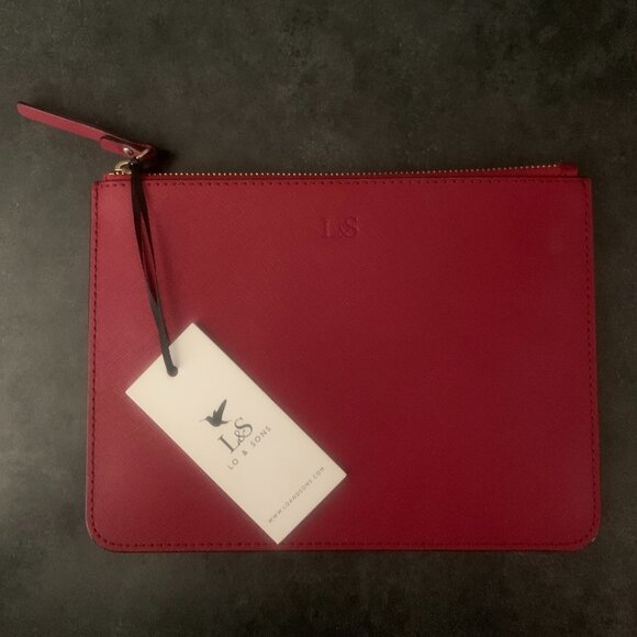 Lo & Sons Handbags - Lo & Sons Large Pouch Saffiano Red Travel Wallet Bag Wristlet Phone New With Tag